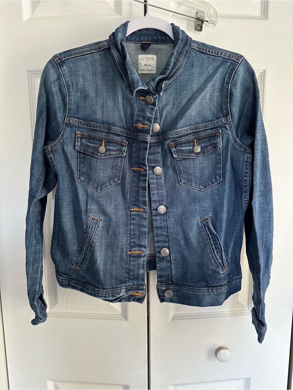 J. Crew Women's Blue Denim Jacket with Button Front